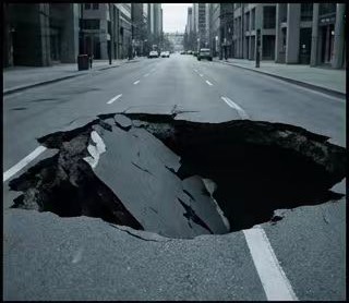 道路塌陷形成天坑